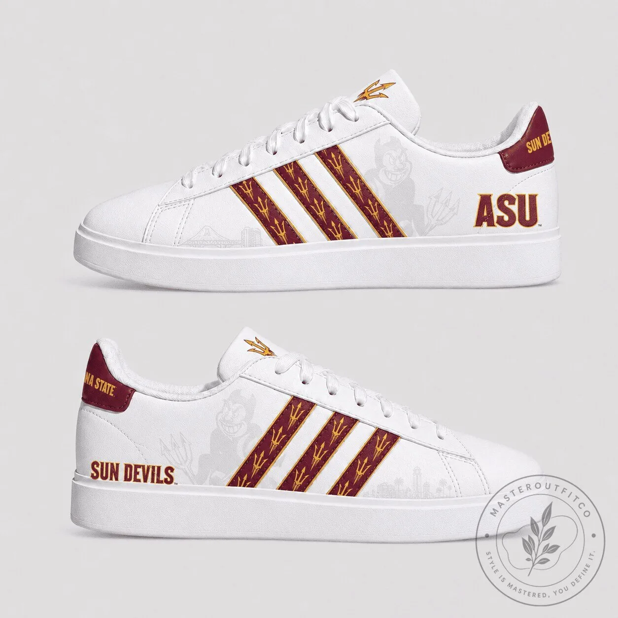 Arizona State Sun Devils College Sports Team Logo White Sneakers 1 Arizona State Sun Devils College Sports Team Logo White Sneakers